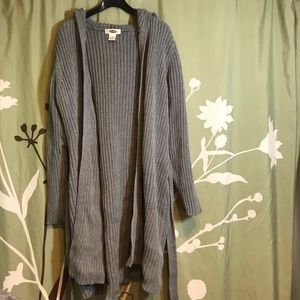 long sweater with hood